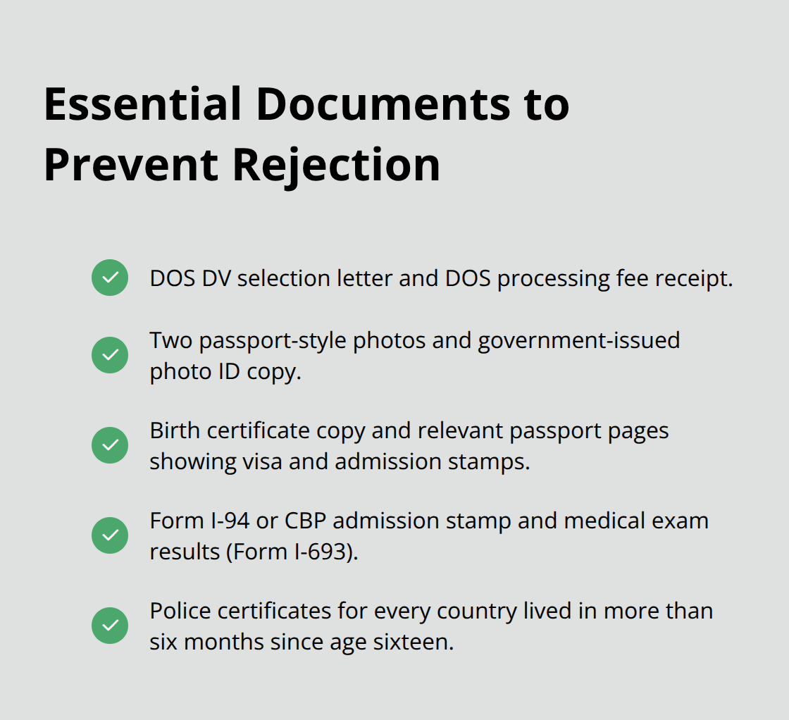 Checklist of critical documents to include with your I-485 to avoid rejection. - diversity visa lottery adjustment of status