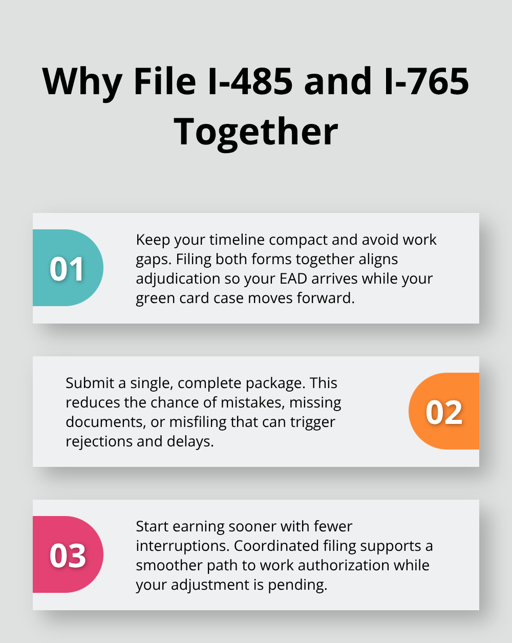 Three key reasons to file Form I-485 and Form I-765 together for faster, cleaner EAD processing - adjustment of status ead