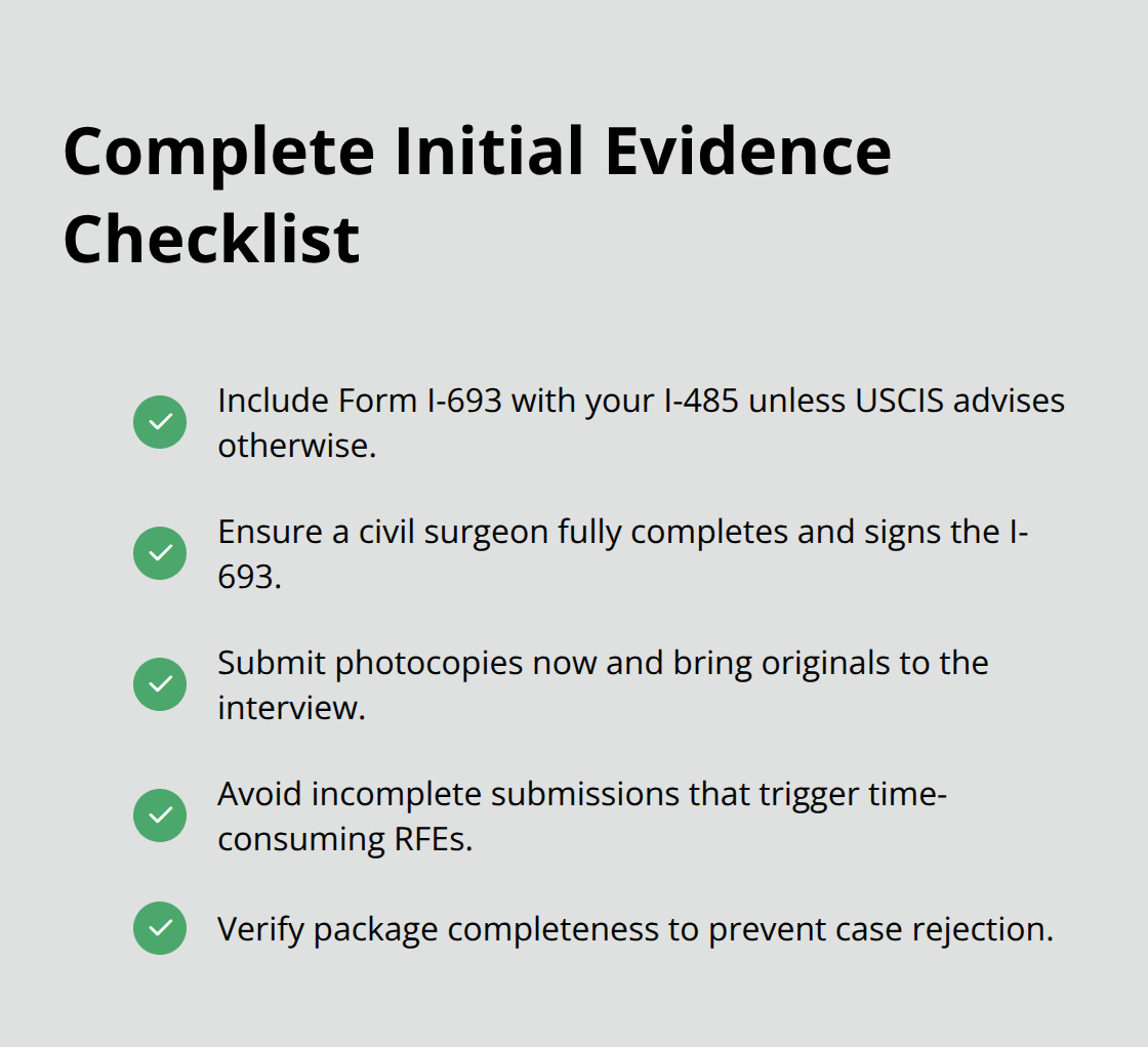 Checklist of must-have items to avoid RFEs and rejections when filing Form I-485 in the United States. - immigration judge granted adjustment of status