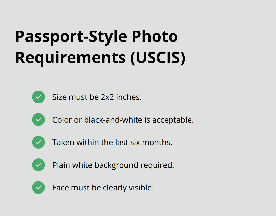 Checklist of USCIS photo specifications for Form I-485 submissions