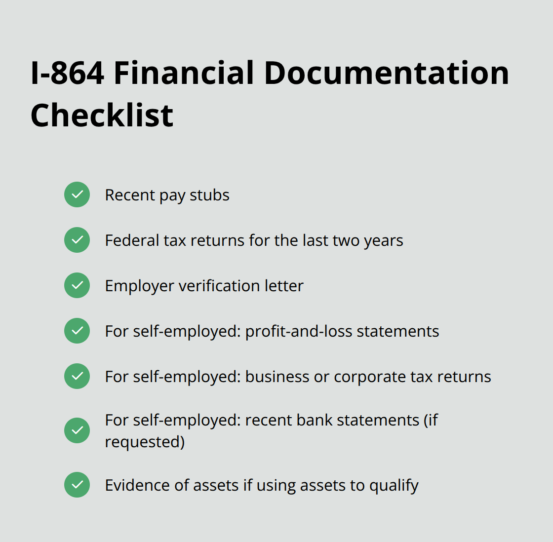 Checklist of documents needed to meet U.S. Affidavit of Support (Form I-864) requirements - Parent visa processing steps