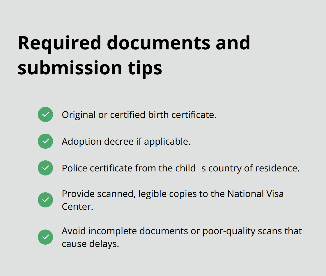 Checklist of key documents and scanning tips for a childs immigrant visa case - Child immigration process