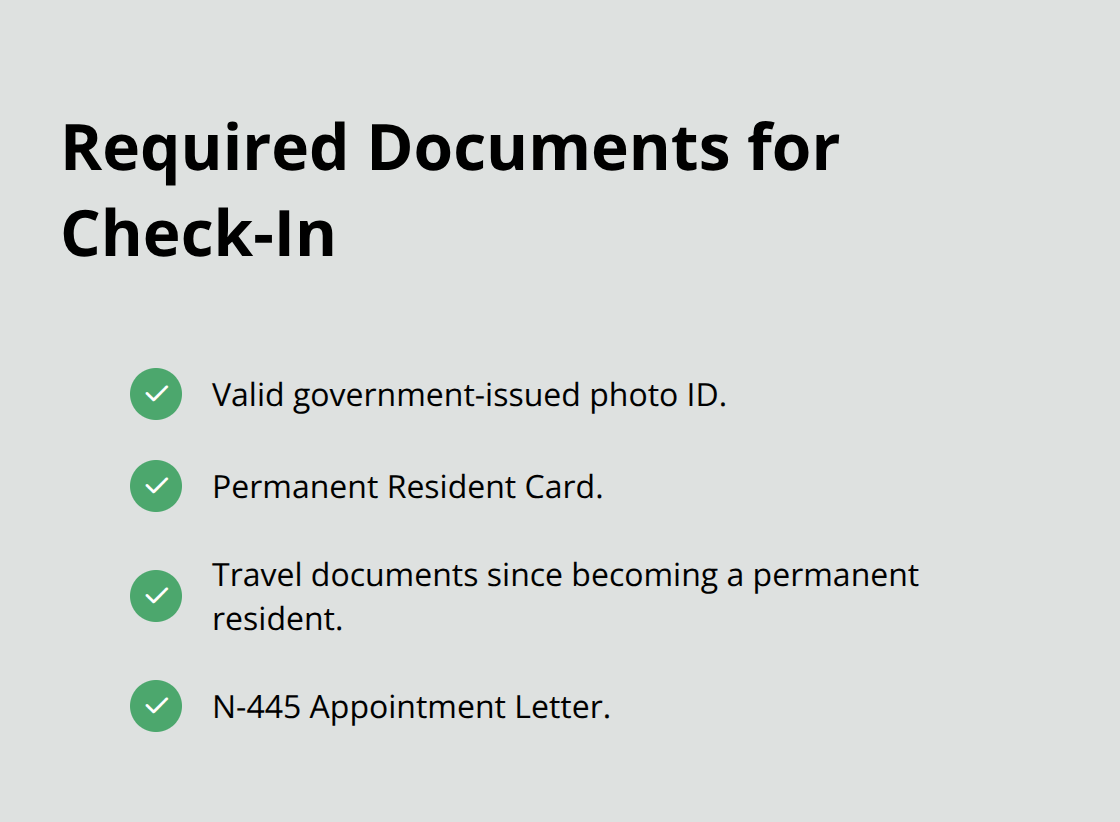 Checklist of documents to bring to the naturalization ceremony check-in