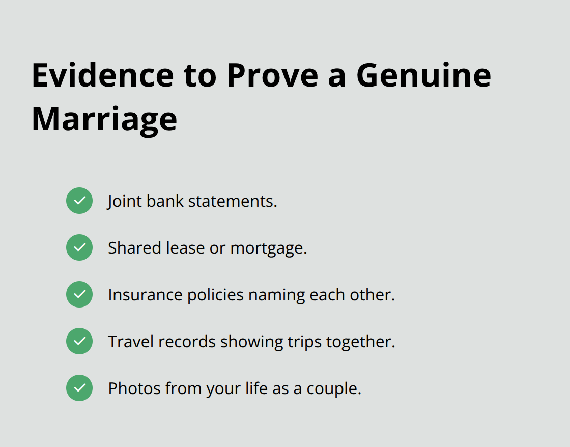 Checklist of bona fide marriage evidence for a U.S. marriage-based green card case